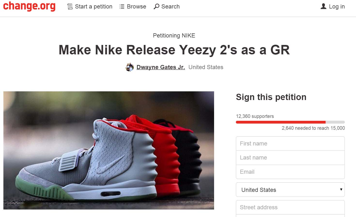 Someone Set up a Petition for Nike to Re-Release the Air Yeezy 2 â aGOODoutfit