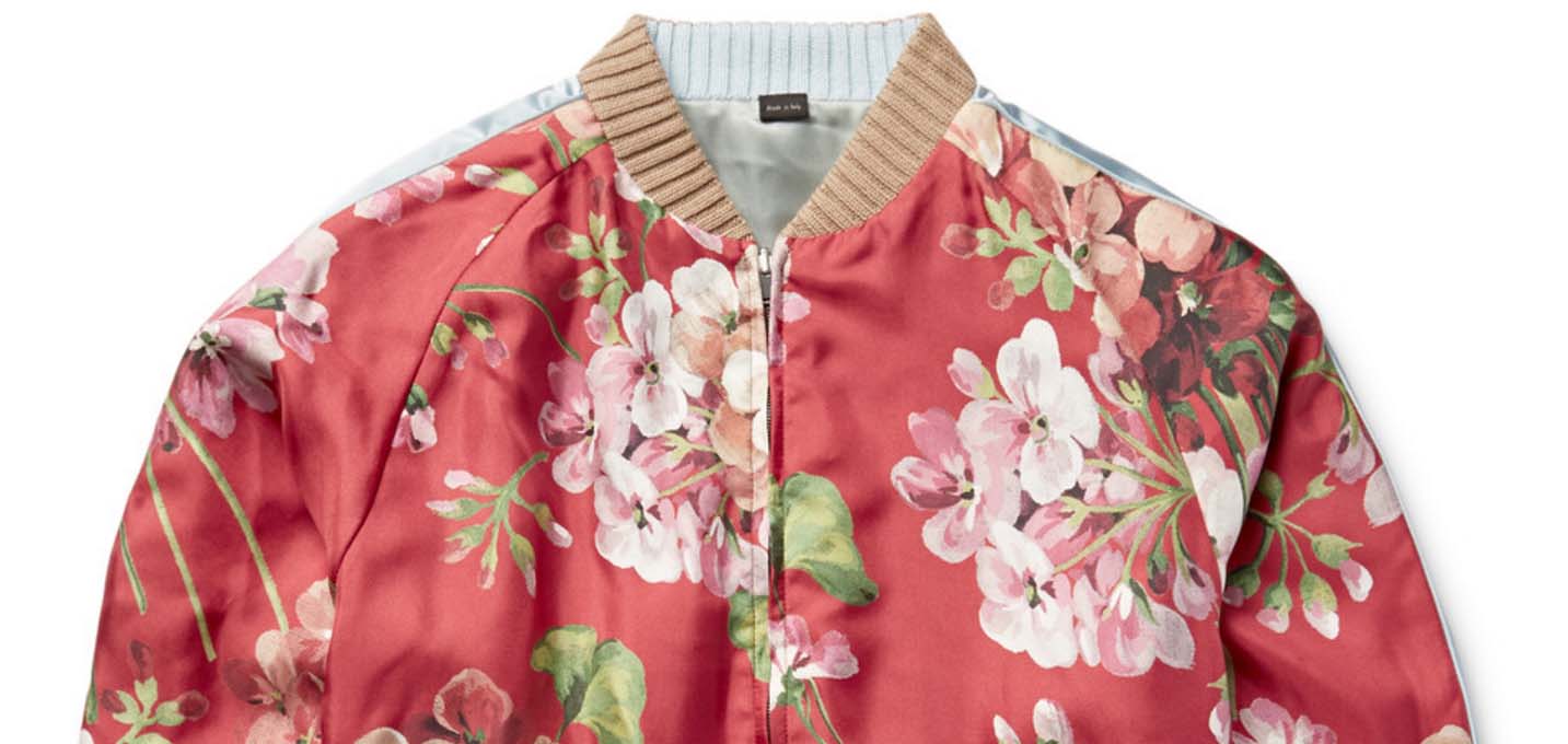 Gucci Creates a Reversible Silk Twill Floral Bomber Jacket 