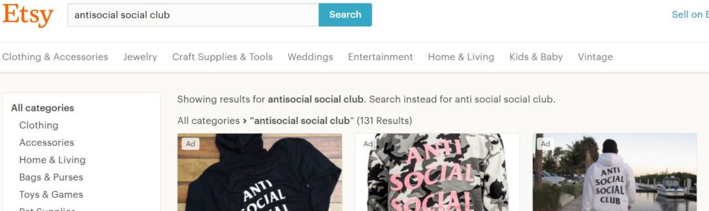 Buy Fake Anti Social Social Club Replicas - Etsy