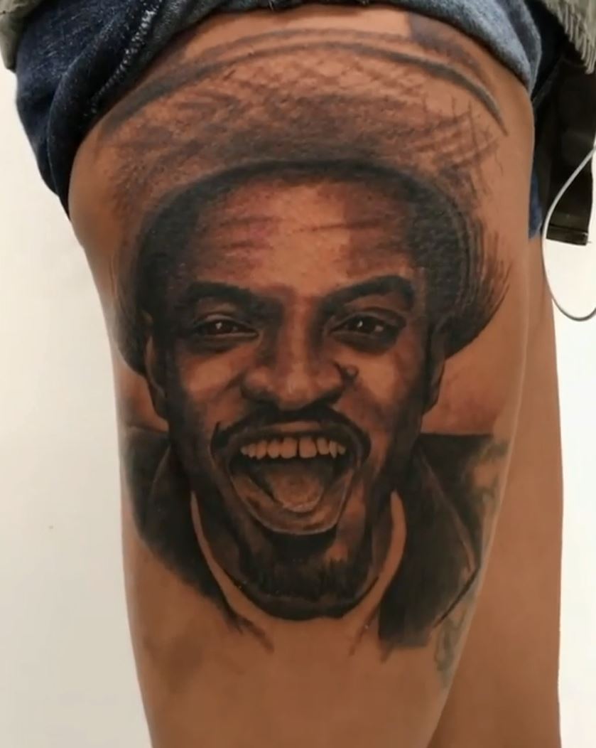Andre 3000 Thigh Tattoo