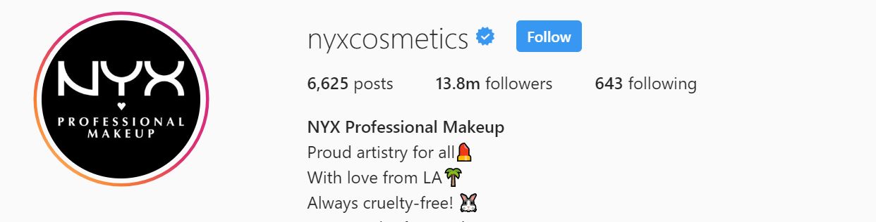 NYX Professional Makeup - Most Popular Makeup Brand Instagram Accounts with the Most Followers 