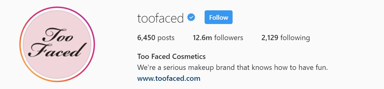 Too Faced Cosmetics - Most Popular Makeup Brand Instagram Accounts with the Most Followers