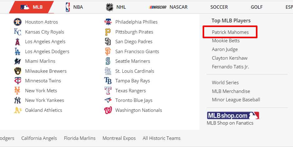 Patrick Mahomes Most Popular MLB Jersey