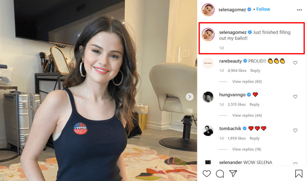 Selena Gomez Vote 2020 Election