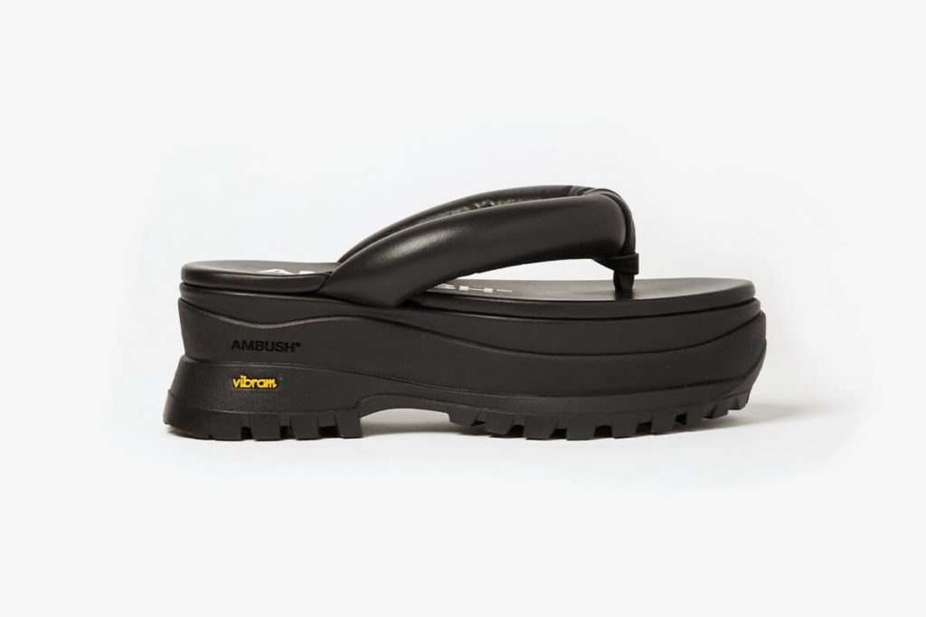 AMBUSH Black Leather GETA SANDALS