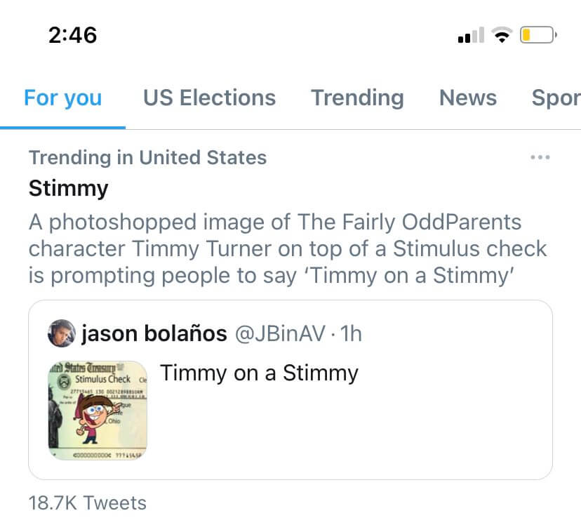 Timmy on a Stimmy Twitter