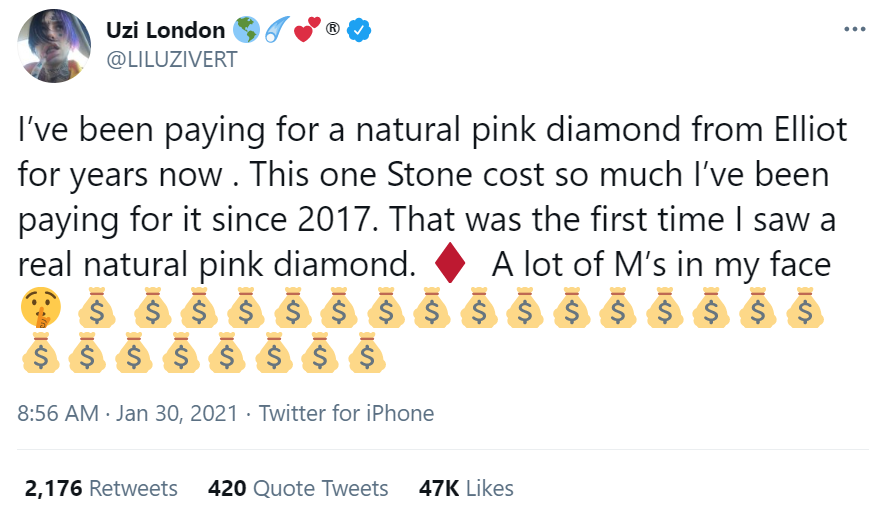 Lil Uzi Vert pink diamond cost