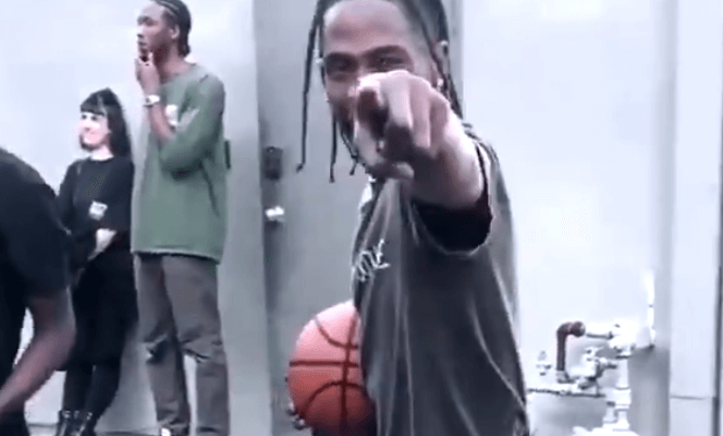 Travis Scott Has An Awful Looking Jumpshot!, Travis Scott shooting around  with Short Shorts Hoodie Harden at the Rockets practice. 🎥 MarkBermanFox26, By Ballislife