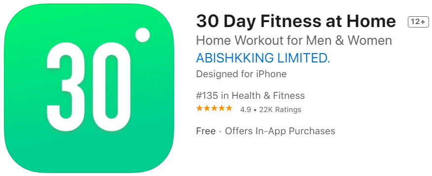 Best Fitness Apps for Millennials - 30 Day Fitness