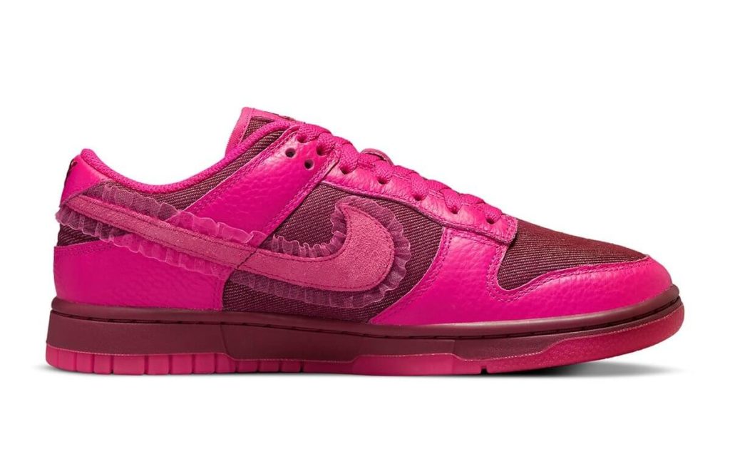 thumbnail image 2 of Nike Air Dunk Low Valentines Day White Red Suede FQ7056-100 Women 10 2 of 11