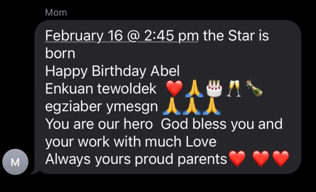The Weeknd happy birthday text