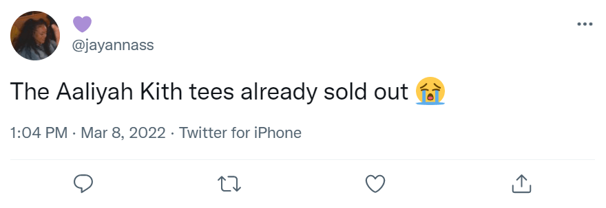 Kith Aaliyah sold out
