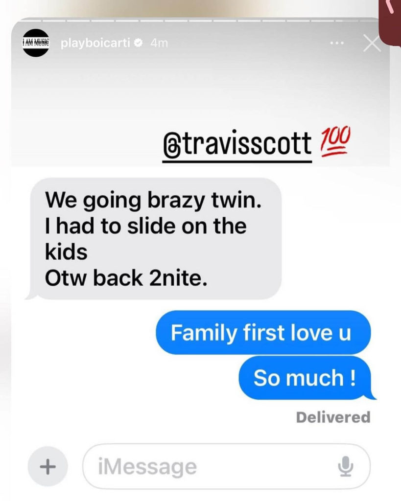 Playboi Carti Travis Scott texts